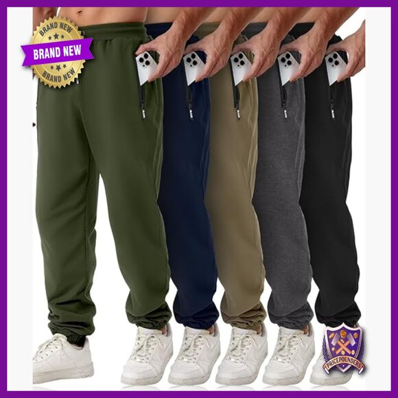 Men's Slim Fit Sweatpants with Zipper Pockets Athletic Joggers
